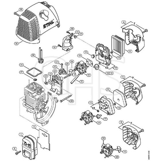 Genuine Stihl SP90 T / D - Muffler, Air filter