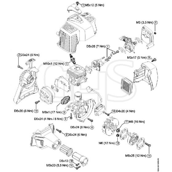 Genuine Stihl SP92 C-E / M - Tightening torques