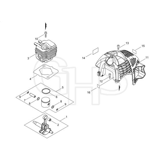 Cylinder, Piston, Crankshaft