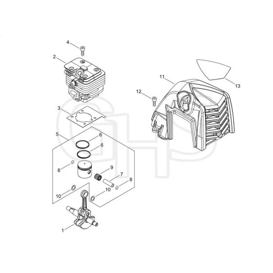 Cylinder, Piston, Crankshaft