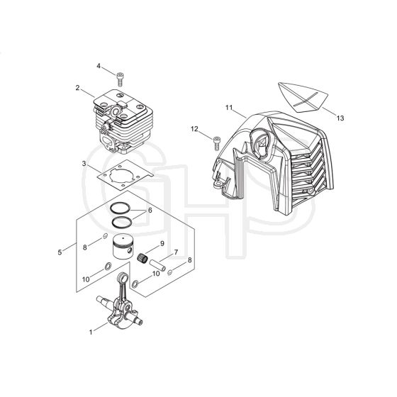 Cylinder, Piston, Crankshaft