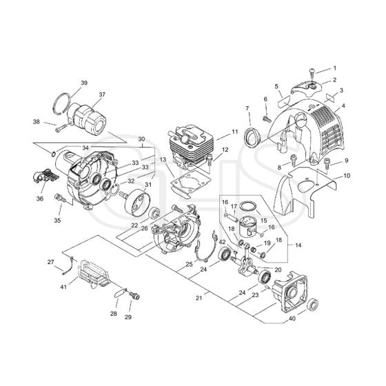 Cylinder, Crankcase, Piston