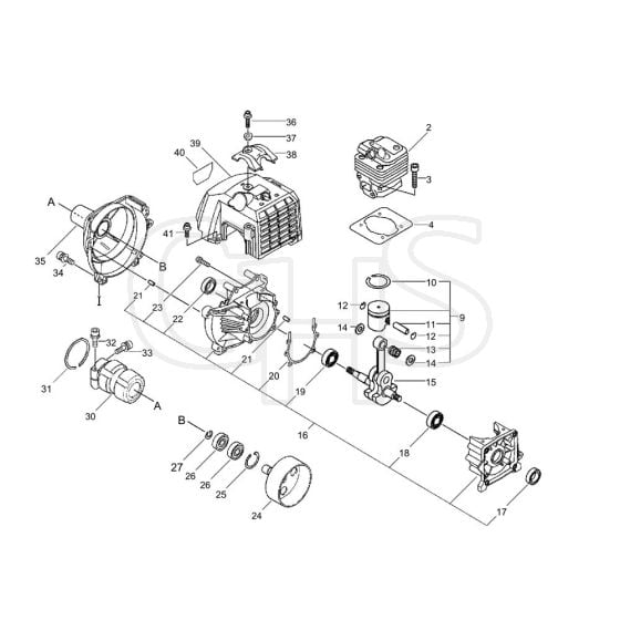 Cylinder, Crankcase, Piston