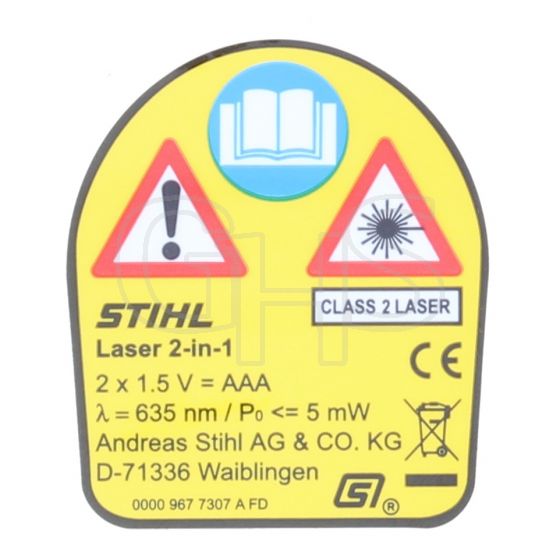 Genuine Stihl Warning Pictogram Laser 2-in-1 - 0000 967 7307