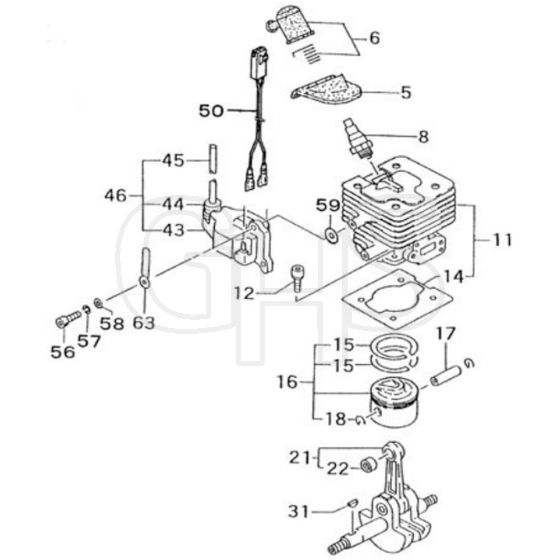 Tanaka TBC-430PF - Cylinder Piston Crankshaft