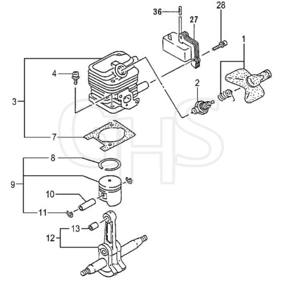 Tanaka TCP-25B - Cylinder Piston Crankshaft