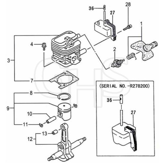 Tanaka TCP-25 - Cylinder Piston Crankshaft