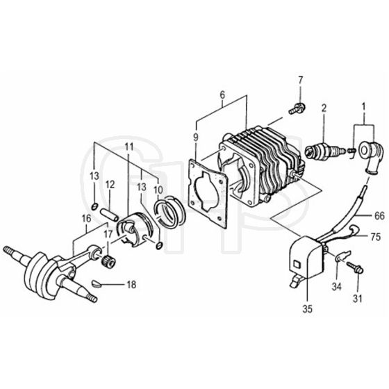 Tanaka C17 TCS-3301S - Cylinder Piston Crank Shaft