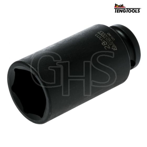 Teng Deep Impact Socket Hexagon 6 Point 1/2in Drive 28mm 