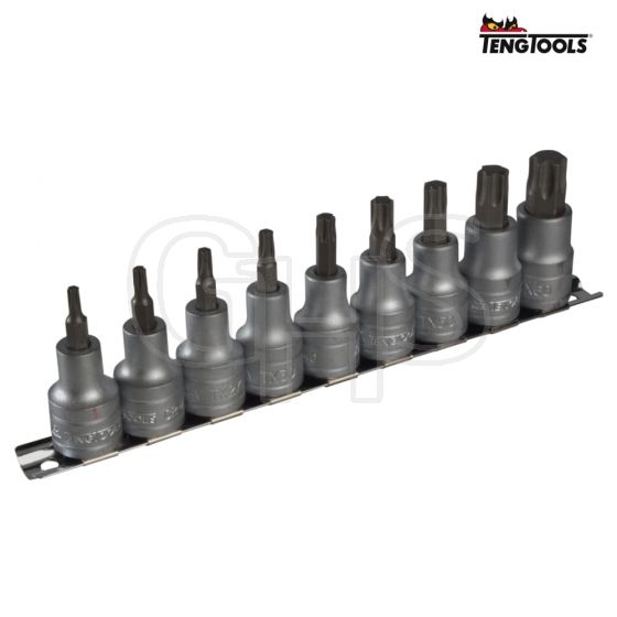 Teng M1213TX Socket Clip Rail Set of 9 Internal Torx 1/2in Drive 