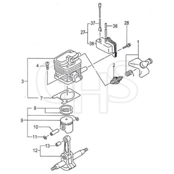 Tanaka THT-2510-B-S - Cylinder Piston Crank Shaft