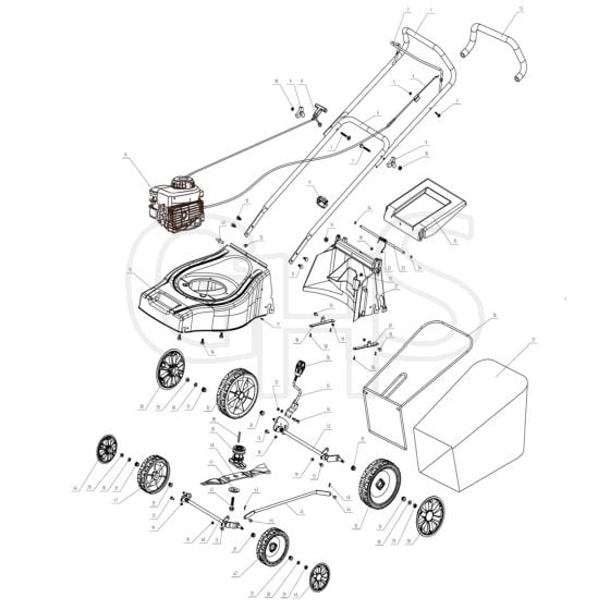 Qualcast XSS41C 41cm Self Propelled Mower With Briggs 450 Engine Drawing