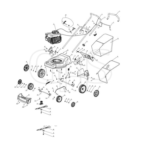 QUALCAST 46CM PUSH PETROL LAWNMOWER WITH BRIGGS & STRATTON 450E ENGINE XSS46B – SAN: 0370000062ZA