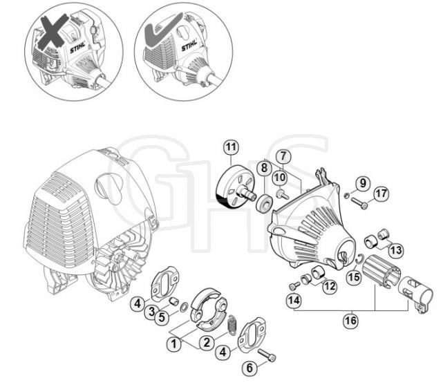 Genuine Stihl HT101 / P - Clutch, Fan housing  508613634