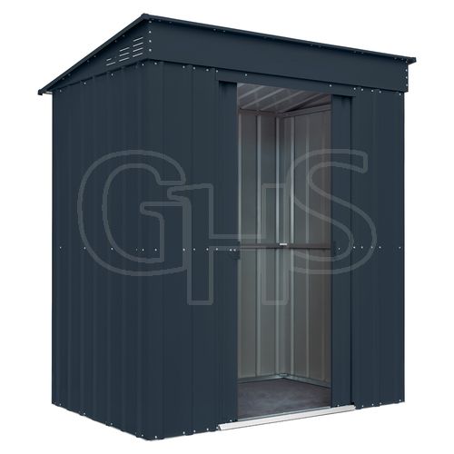 Globel 6x4ft Pent Metal Garden Shed - Anthracite Grey