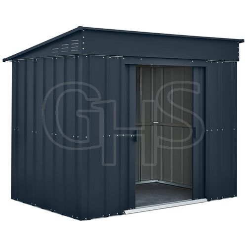 Globel 6x4ft Low Pent Metal Garden Shed - Grey