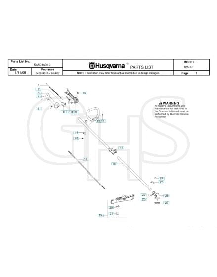 Husqvarna 125Ld - Shaft & Handle