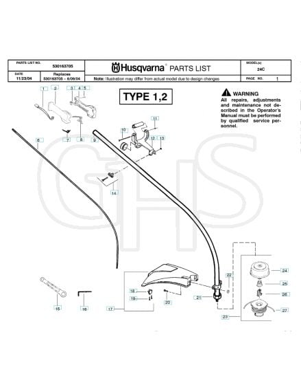 Husqvarna 24C - Shaft & Handle