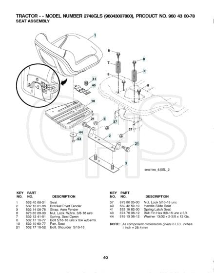 Husqvarna 2748Gls - Seat