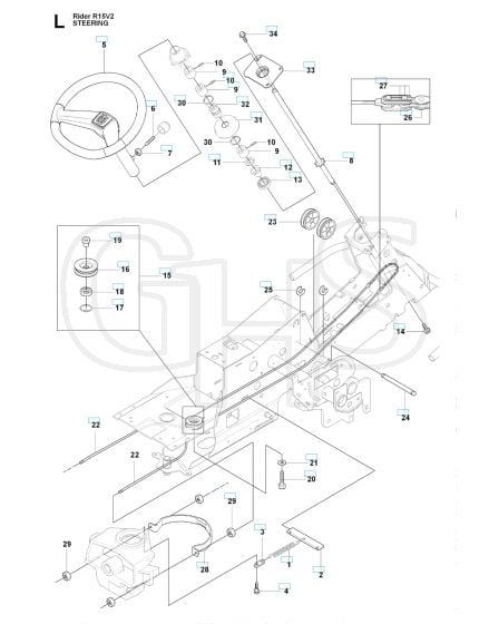 Husqvarna RIDER 15V2 - Steering