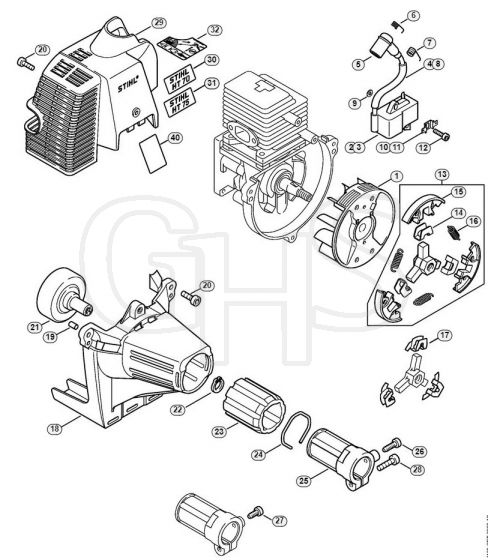 Genuine Stihl HT75 / C - Ignition system, Clutch