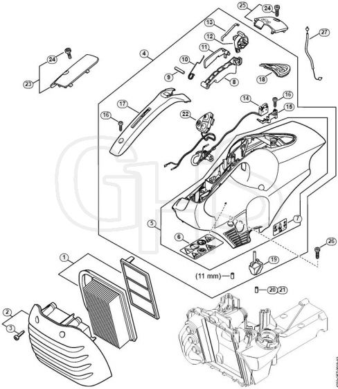 Genuine Stihl TS500i / H - Air filter, Shroud