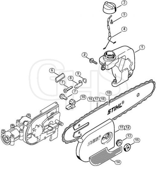 Genuine Stihl HT70 / AE - Oil tank, Chain sprocket cover (38.2002)