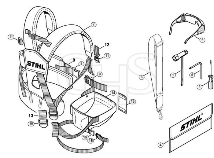 Genuine Stihl HT70 K / AJ - Tools, Full harness