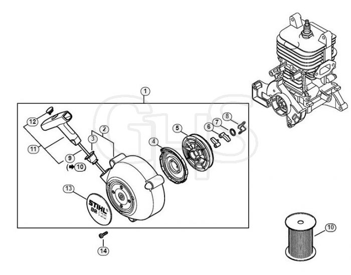 Genuine Stihl BR450 / D - Rewind starter BR 450