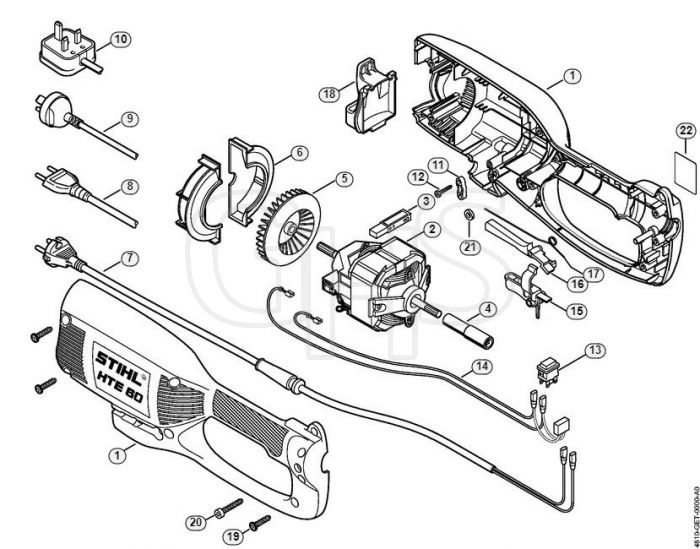 Genuine Stihl HTE60 / A - Housing, Electric motor