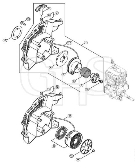 Genuine Stihl KM56 RC-E / C - Rewind starter KM 56 RC