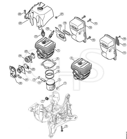 Genuine Stihl TS410 / B - Cylinder, Muffler