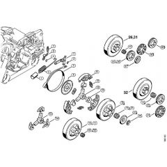 Genuine Stihl 034 / E - Chain brake, Clutch