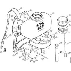 Genuine Stihl BG17 / E - Container with tank, Backplate