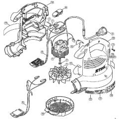 Genuine Stihl BGE71 / B - BGE 71 USA, CDN:  Electric motor, Fan housing