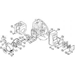 Genuine Stihl BR106 / B - Rewind starter, Muffler