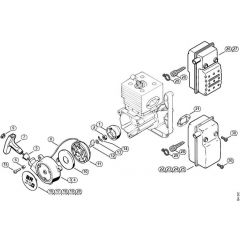 Genuine Stihl BR340 L / B - Rewind starter, Muffler