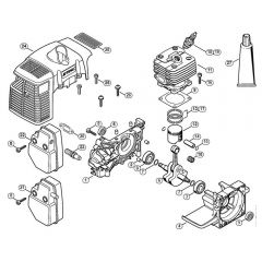 Genuine Stihl BT121 / A - Crankcase, Cylinder