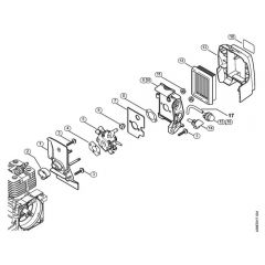 Genuine Stihl BT121 / D - Carburetor housing, Air filter