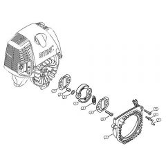 Genuine Stihl BT130 / F - Clutch, Fan housing