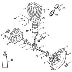 Stihl FR135 - Crankcase, Cylinder - Parts Diagram