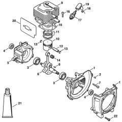 Stihl FR145 - Crankcase, Cylinder - Parts Diagram