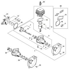 Stihl FS36R - Crankcase, Cylinder - Parts Diagram