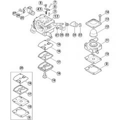 Genuine Stihl FS410 C-EM / F - Carburetor 4147/21, 4147/22