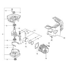 Cylinder, Crankcase, Piston (S/N 36008140 and before)