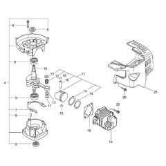 Cylinder, Crankcase, Piston (S/N 36008141 and after)