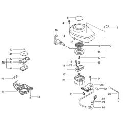 Starter, Magneto, Clutch (S/N 36008410 and before)