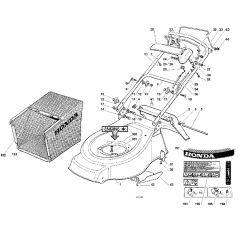 Honda HRG465CSD (1999) - SDF - MADF 8900001-8999999 Cutter Housing/Handle/Grass Bag Diagram