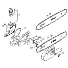 Genuine Stihl HT100 / Q - Oil tank, Chain sprocket cover (38.2016)