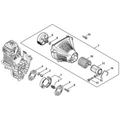 Stihl HT132 - Clutch, Fan Housing - Parts Diagram